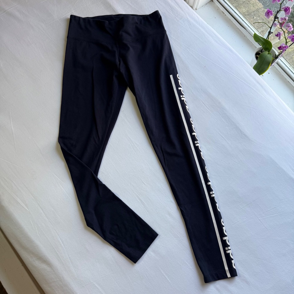 Adidas Climalite Navy Logo Graphic Leggings Tights EH6487 Womens Small